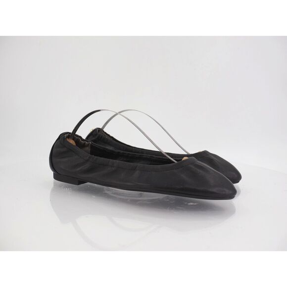 Stuart Weitzman Gabby Scrunch Leather Flat River Ballet Black Nappa Leather Sz 7 - Picture 1 of 12